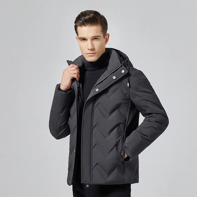 2019 Brand Winter Down Jacket Men Thick Warm White Duck Down Coat Male Hooded Mens Clothing Casual Fit Outwear Hiver 8801