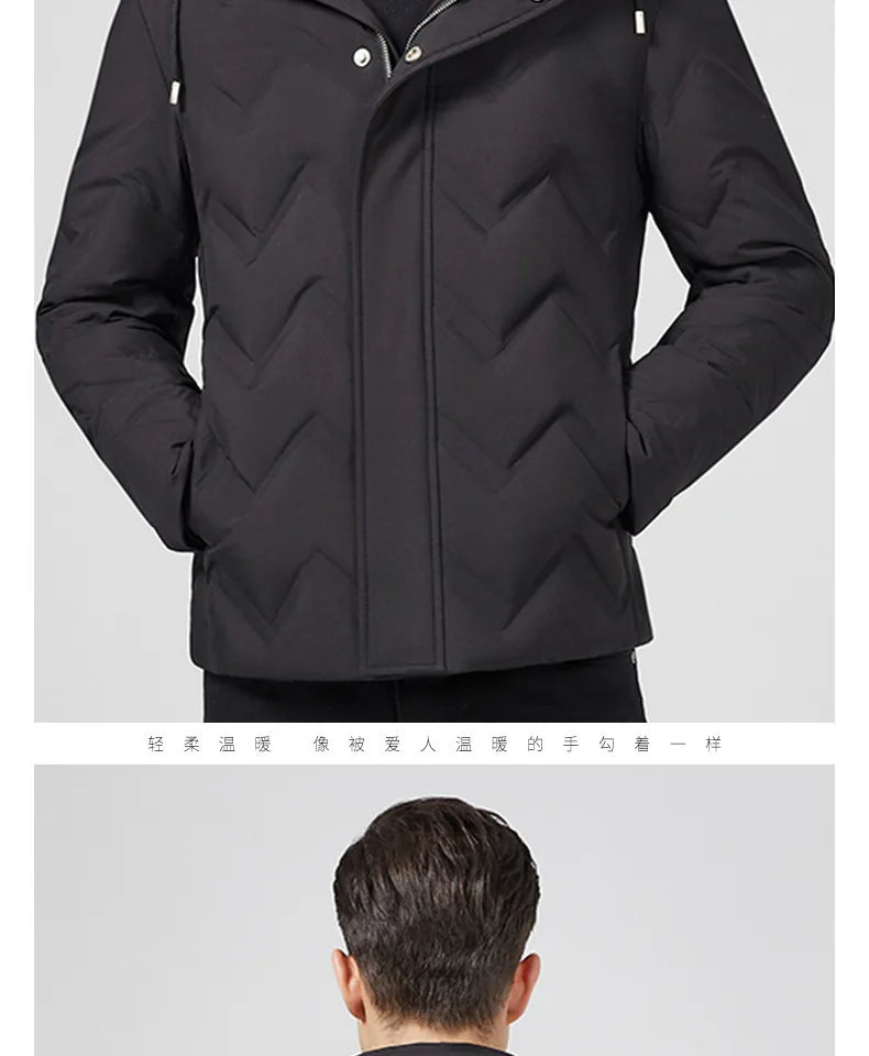 2019 Brand Winter Down Jacket Men Thick Warm White Duck Down Coat Male Hooded Mens Clothing Casual Fit Outwear Hiver 8801