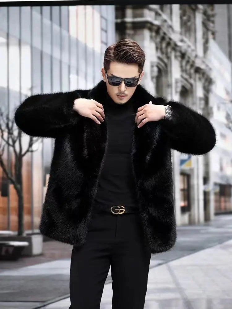 Luxury Brand Fur Coats Men Winter Mink Coat Warm Thick Faux Fur Jacket Men's Clothing Overcoat Singer Stage Costumes