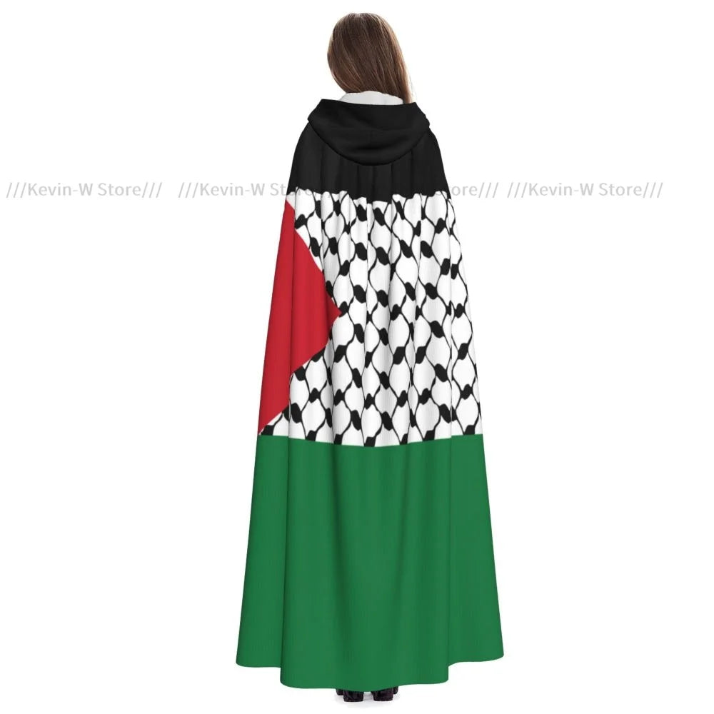 Unisex Adult Palestine Flag Cloak with Hood Long Witch Costume Cosplay