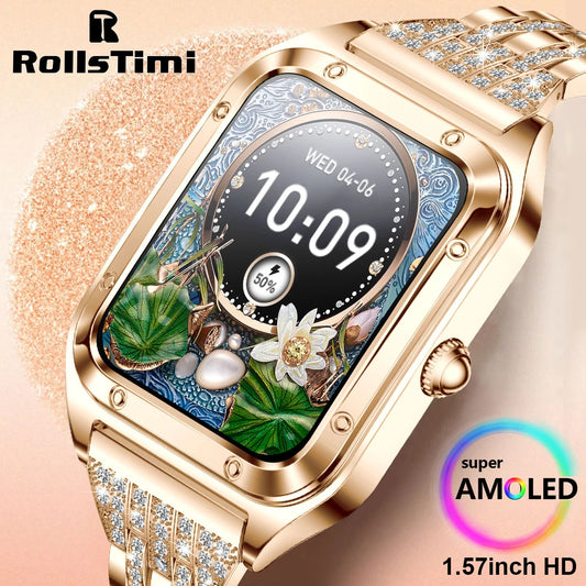 1.57Inch Top Luxury Smart Watch Women Bluetooth Call Blood Pressure Heart rate Sleep Health Monitor Smartwatch For Ladies Gift