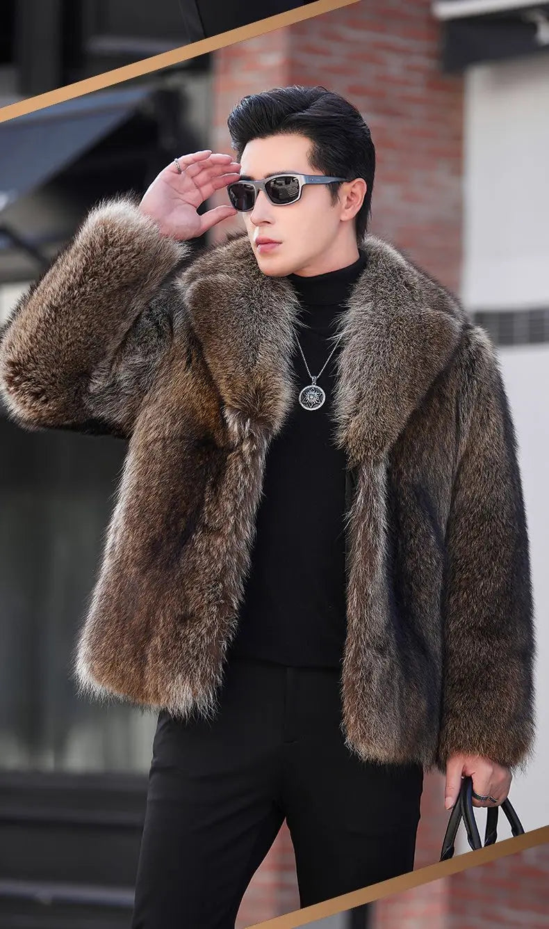 Luxury Brand Fur Coats Men Winter Mink Coat Warm Thick Faux Fur Jacket Men's Clothing Overcoat Singer Stage Costumes