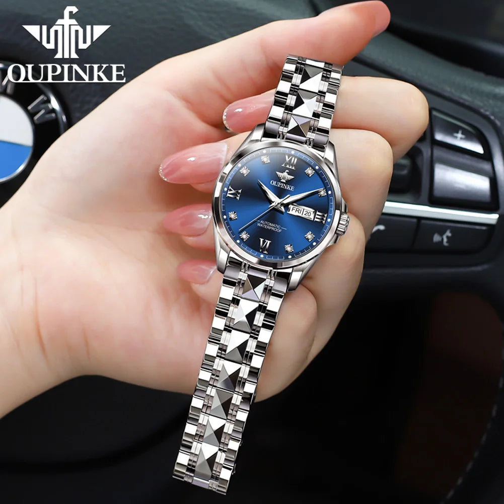 OUPINKE Original Brand Couple Watches Imported Movement Automatic Mechanical Watch for Men and Women Date Waterproof Wristwatch