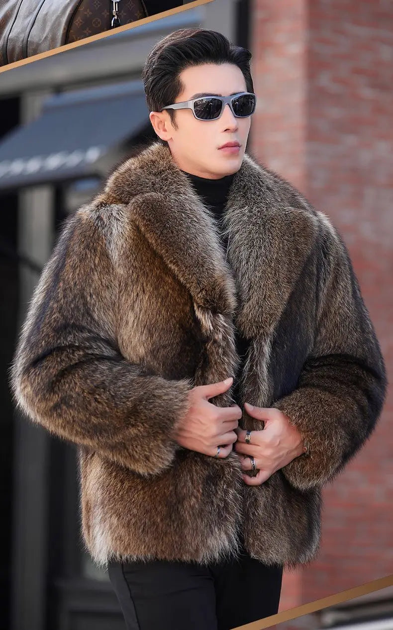 Luxury Brand Fur Coats Men Winter Mink Coat Warm Thick Faux Fur Jacket Men's Clothing Overcoat Singer Stage Costumes