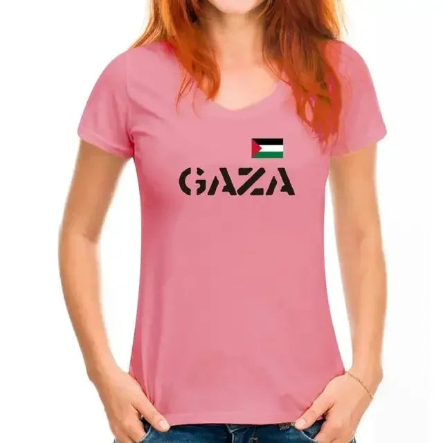 2024 Hot Sale Fashion Ladies T-Shirt - with Flag Print - White - S To 3 XL - Palestine Palestine Tee Shirt