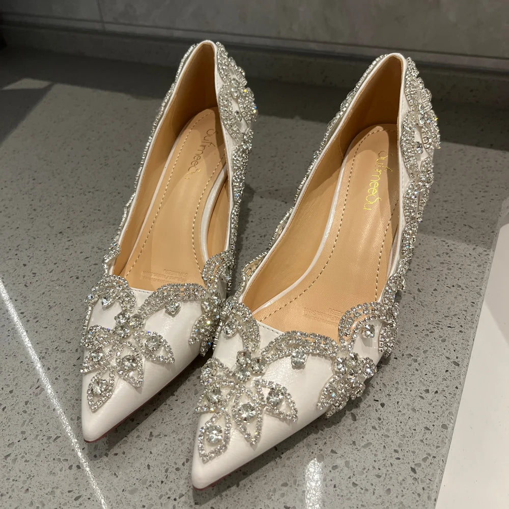 Luxury Crystal Shoes Very Bright Shine Bling Party Dress Women Pumps Customize Colors Wedding Bride 7cm High Heels