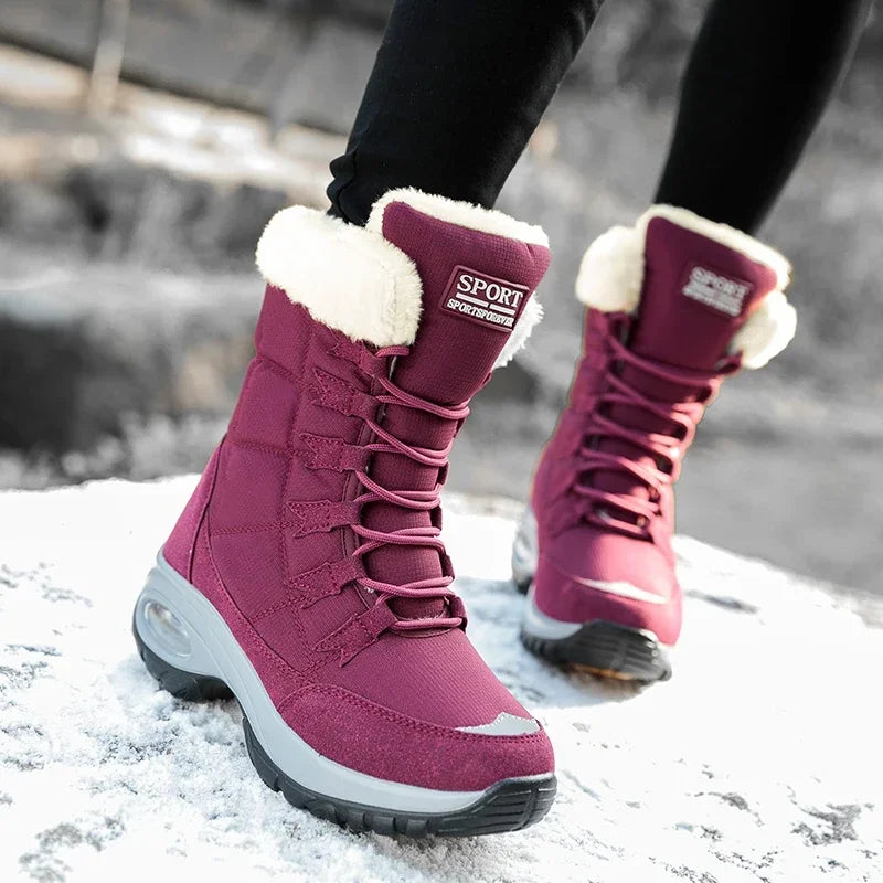 Women Thigh High Boots Platform Fur Warm Snow Boots Winter Shoes Waterproof Slip on Women Comfortable Outdoor Ankle Hiking Boots