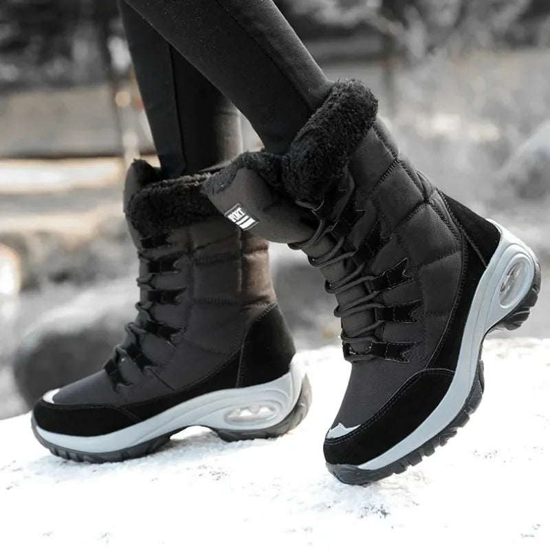 Women Thigh High Boots Platform Fur Warm Snow Boots Winter Shoes Waterproof Slip on Women Comfortable Outdoor Ankle Hiking Boots