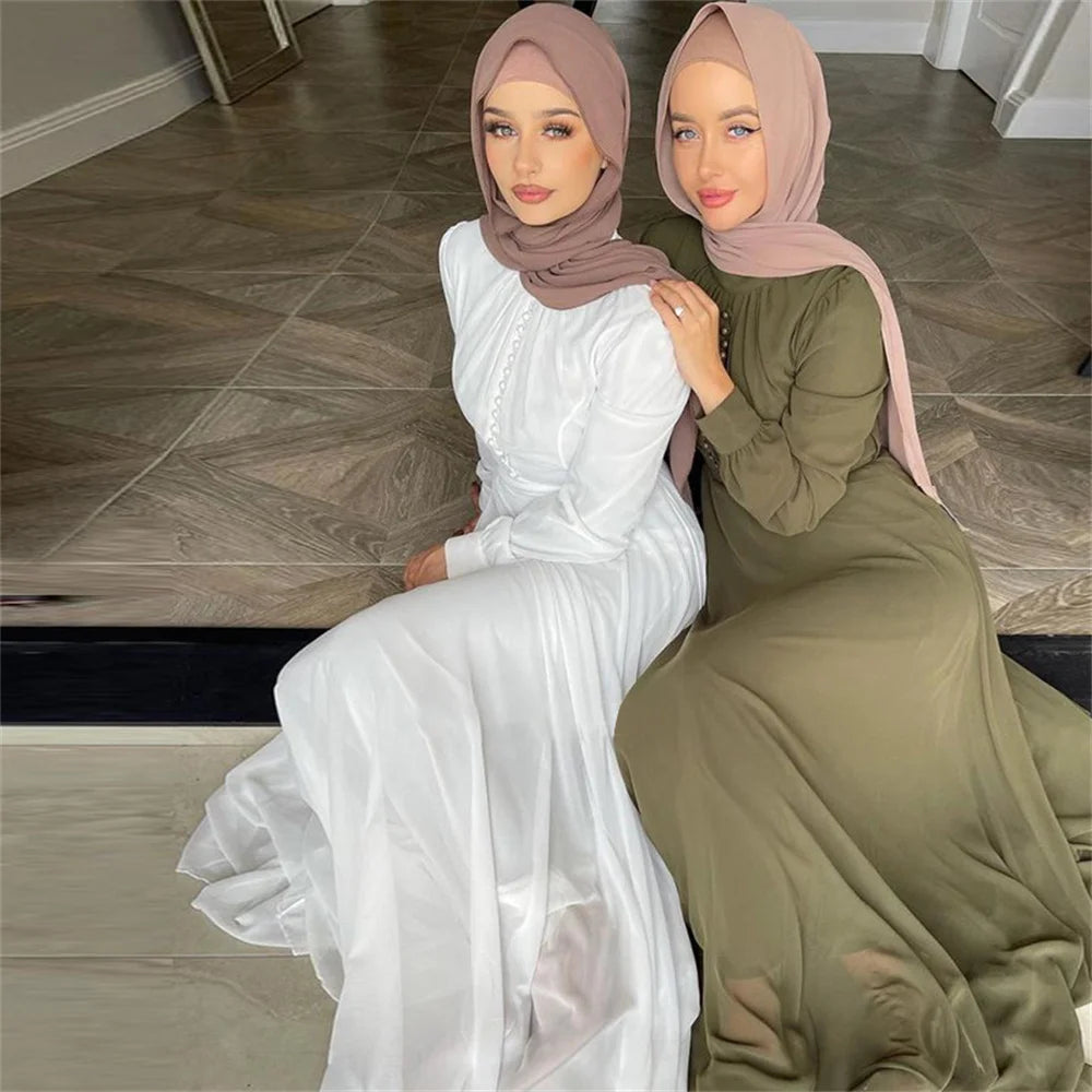 2024 Summer Modest White  Muslim Dubai Luxury Abaya Palestine Dresses Islam Eid Clothing Vestidos Para Mujer Elegantes Fiesta