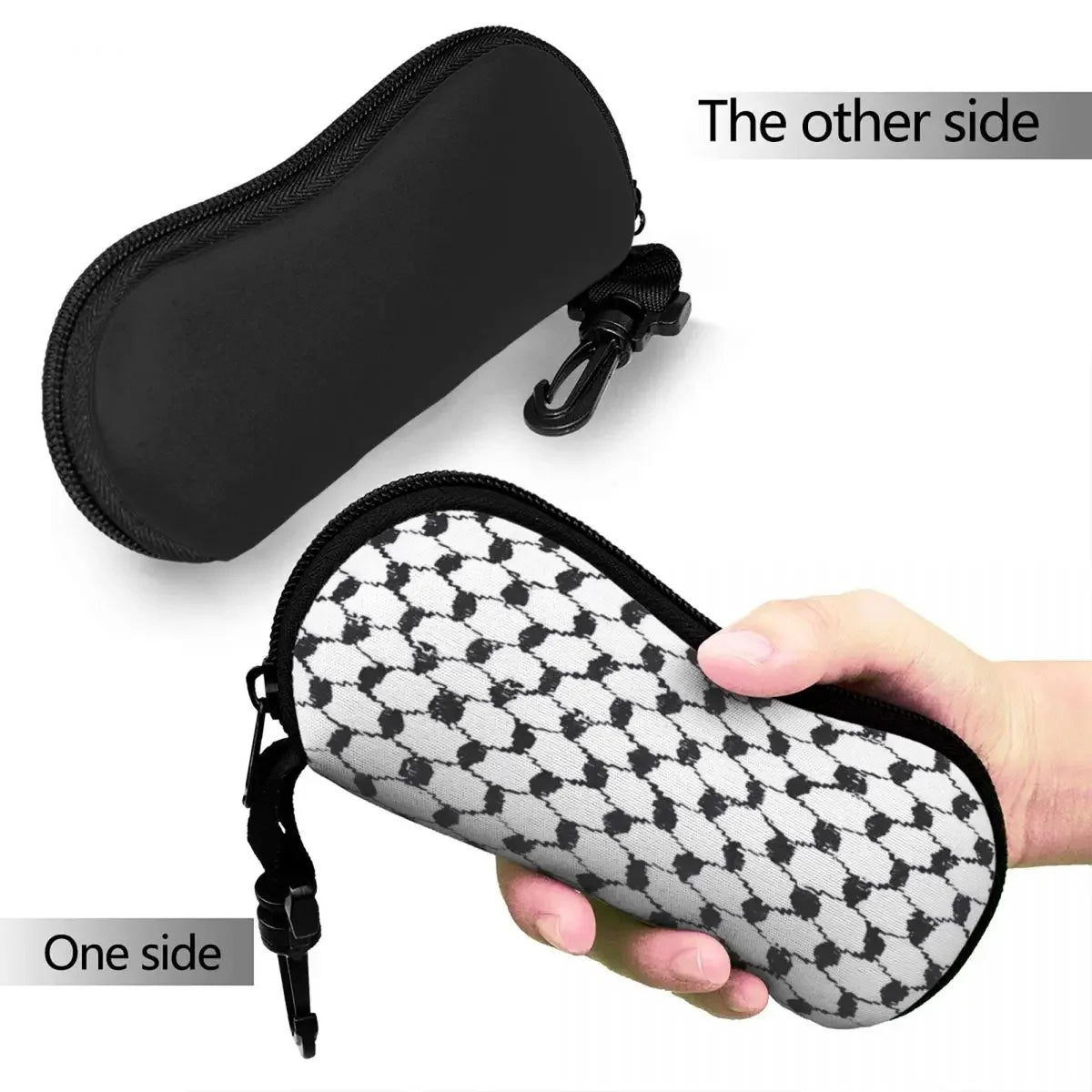 Palestinian Keffiyeh Symbol Glasses Case Cover Black White Zipper Sunglasses  Men Daily  Box Classic Eyewear Bag