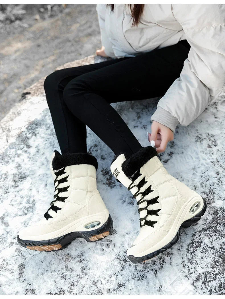 Women Thigh High Boots Platform Fur Warm Snow Boots Winter Shoes Waterproof Slip on Women Comfortable Outdoor Ankle Hiking Boots