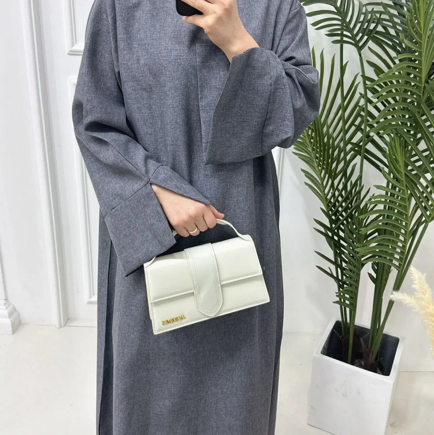 Plain Linen Closed Abaya Dubai Luxury Muslim Hijab Dress Turkey Casual African Dresses Abayas for Women Ramadan Eid Islam Kaftan