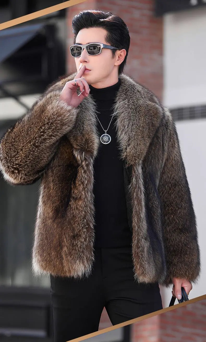 Luxury Brand Fur Coats Men Winter Mink Coat Warm Thick Faux Fur Jacket Men's Clothing Overcoat Singer Stage Costumes