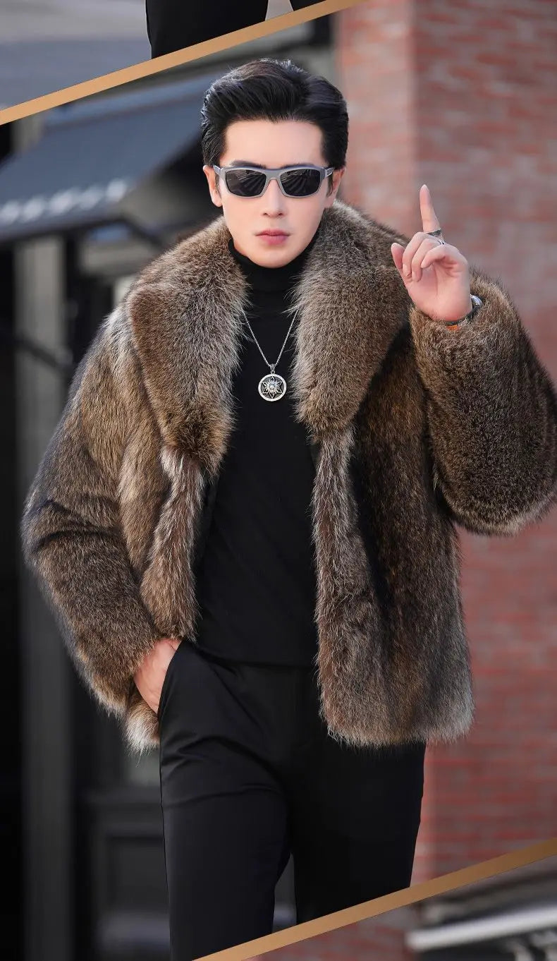 Luxury Brand Fur Coats Men Winter Mink Coat Warm Thick Faux Fur Jacket Men's Clothing Overcoat Singer Stage Costumes