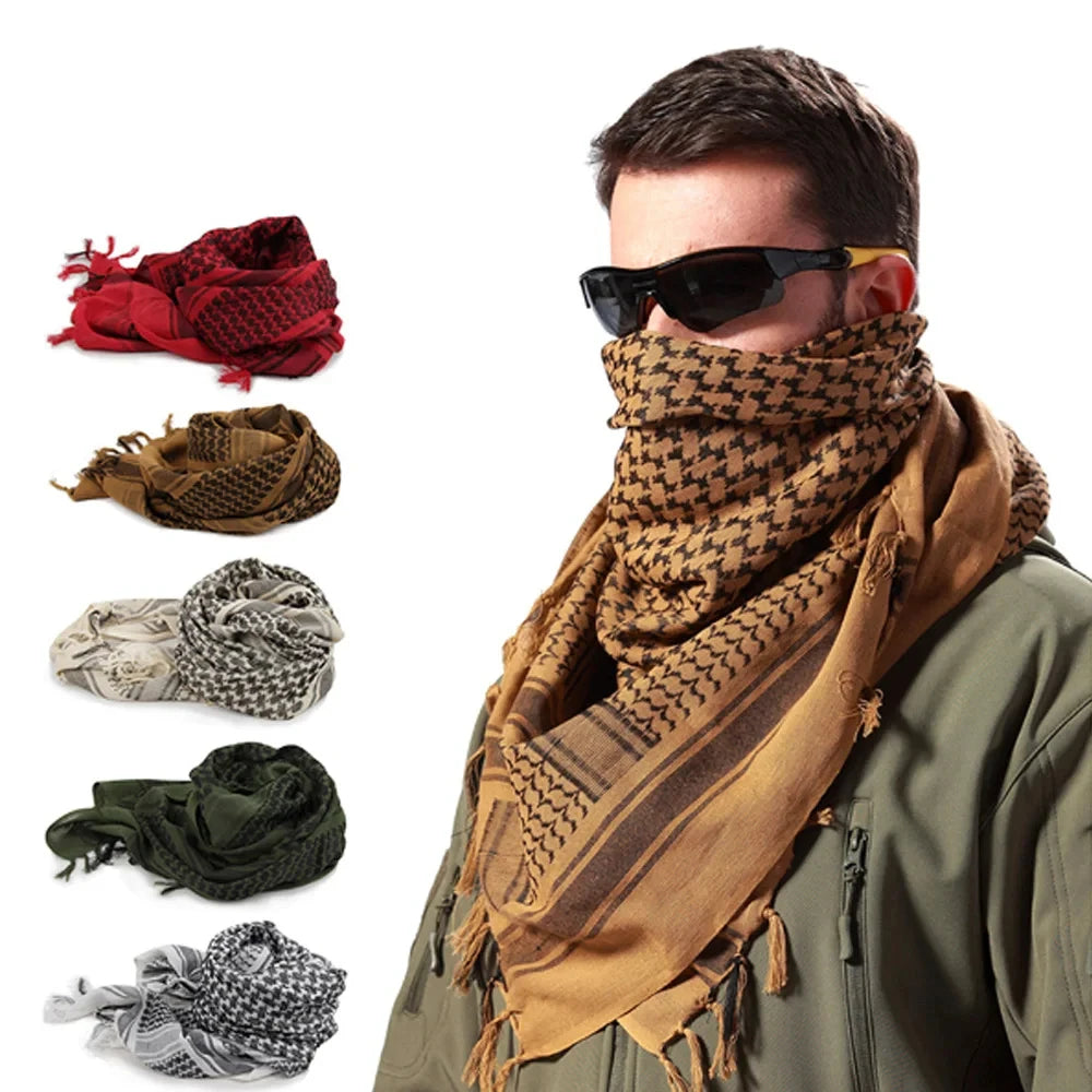 Lightweight Plaid Hijab Scarf for Men and Women Arab Desert Headscarf Soft Tactical Hiking Scarves Unisex Turban Military Shawl