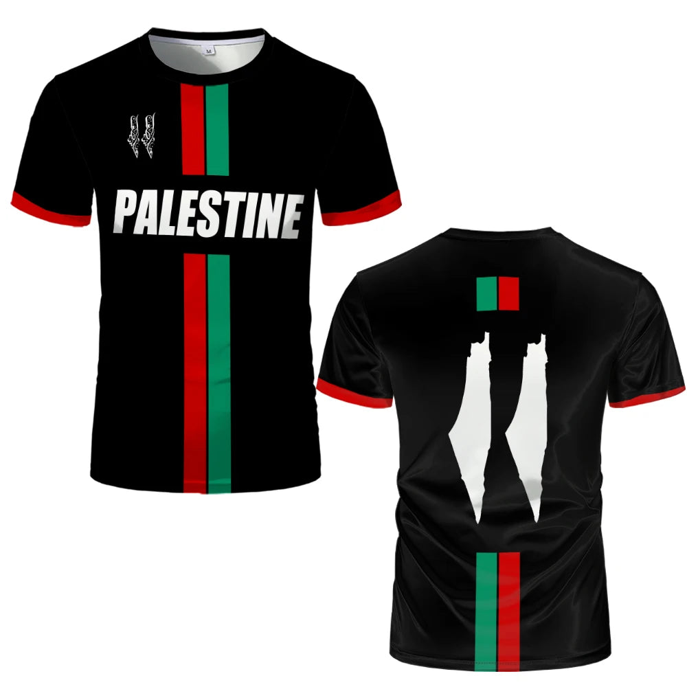 Palestine Football Jersey T Shirts Adult & Kids Light Luxury Digital Printed Soccer Uniforms Summer Mens Palestinian Flag Tees