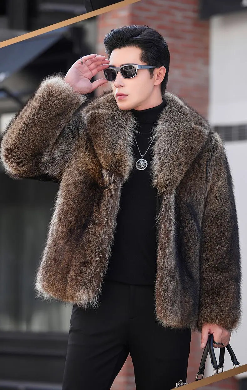 Luxury Brand Fur Coats Men Winter Mink Coat Warm Thick Faux Fur Jacket Men's Clothing Overcoat Singer Stage Costumes