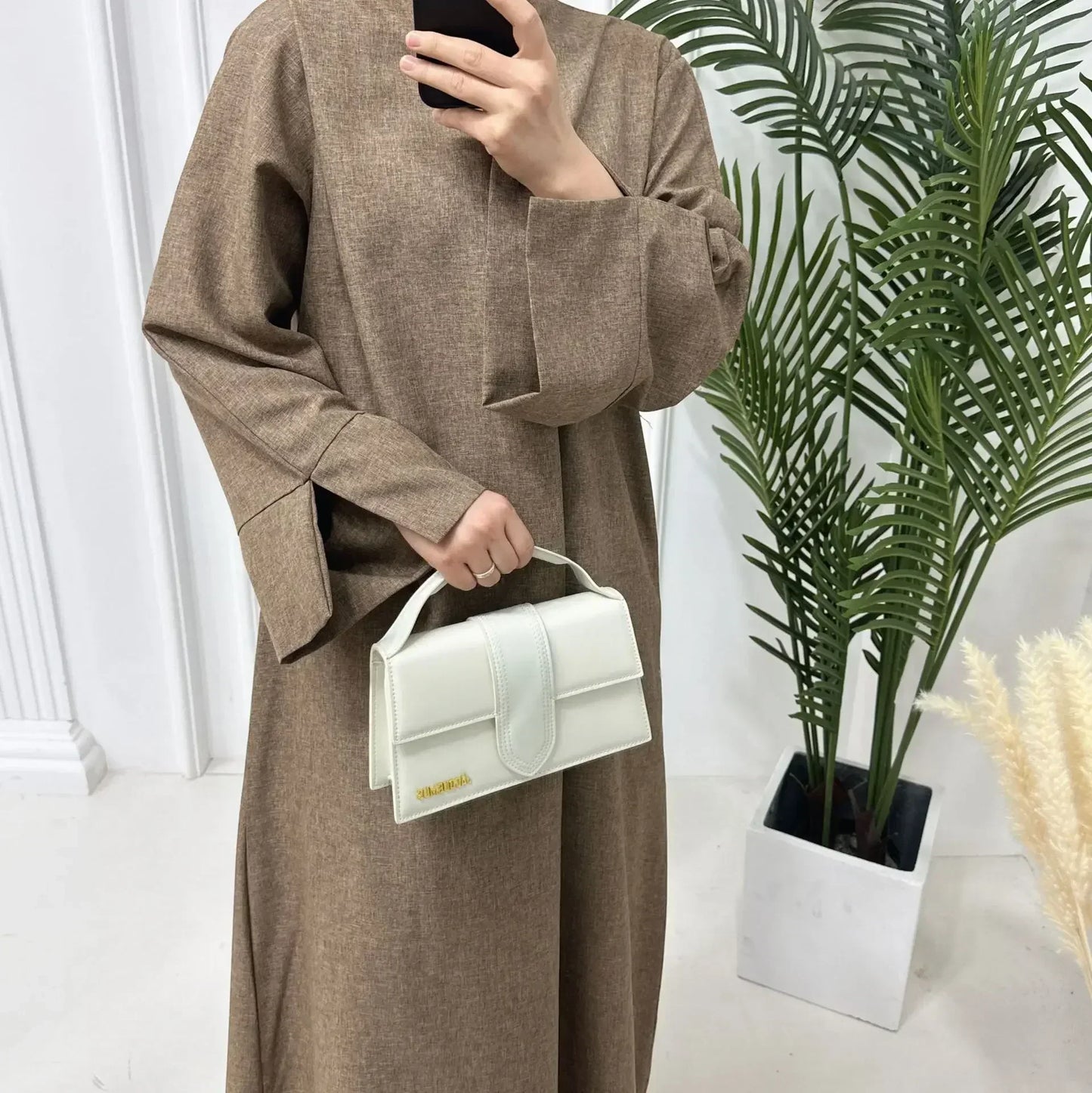 Plain Linen Closed Abaya Dubai Luxury Muslim Hijab Dress Turkey Casual African Dresses Abayas for Women Ramadan Eid Islam Kaftan