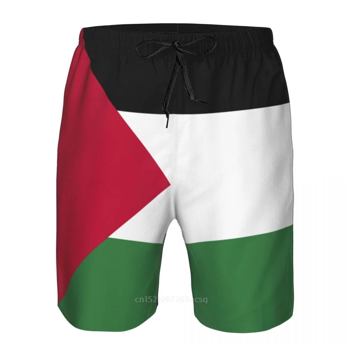 2023 Summer Polyester Palestine Country Flag 3D Printed Men's Board Shorts Beach Pocket Running Summer Pants