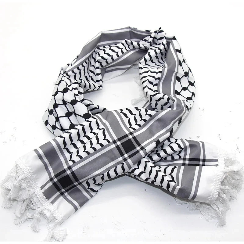 Tactical Hunting Scarf Military Shemagh Tactical Desert Turban Neck Scarf Arabic Wrap Fringe Print