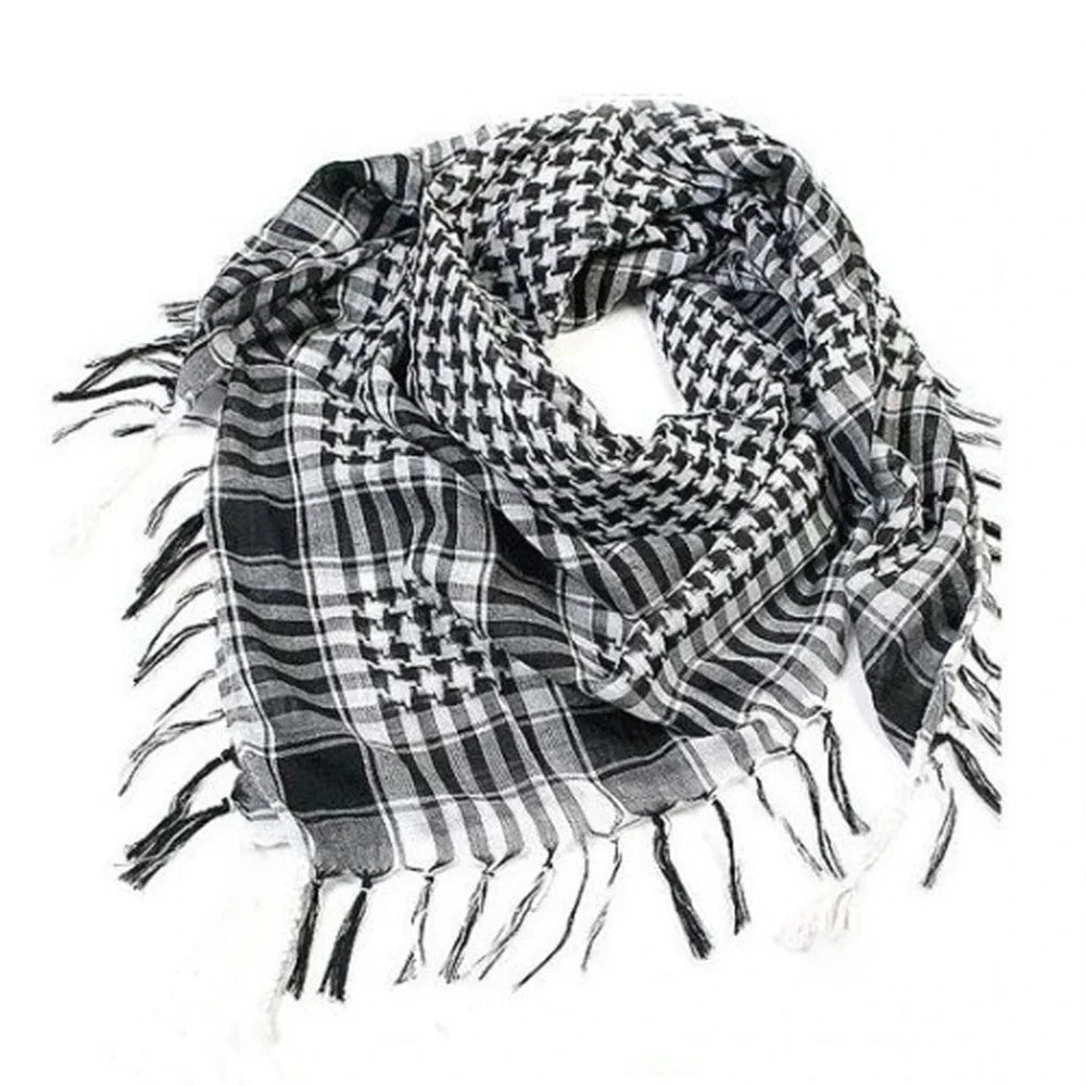 Lightweight Plaid Hijab Scarf for Men and Women Arab Desert Headscarf Soft Tactical Hiking Scarves Unisex Turban Military Shawl