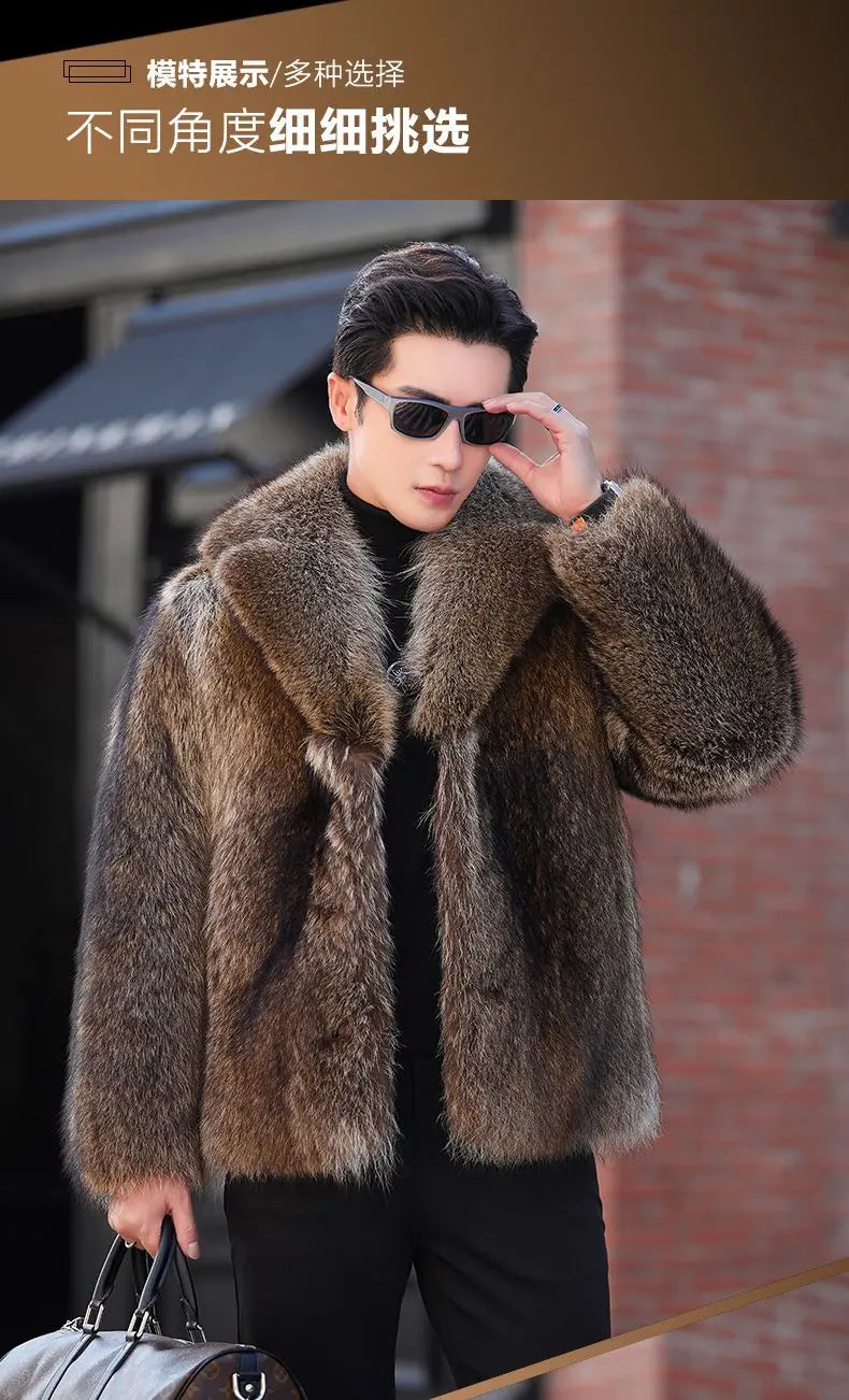 Luxury Brand Fur Coats Men Winter Mink Coat Warm Thick Faux Fur Jacket Men's Clothing Overcoat Singer Stage Costumes