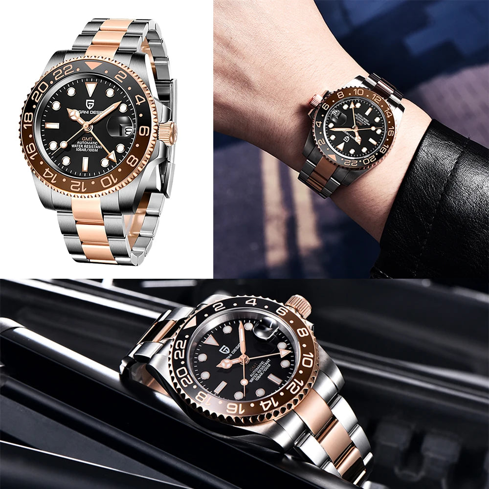 PAGANI DESIGN 2024 New V4 NH34 Luxury Men Mechanical Wristwatch 40MM Ceramic Ring Sapphire Glass Men Automatic Watches GMT Watch