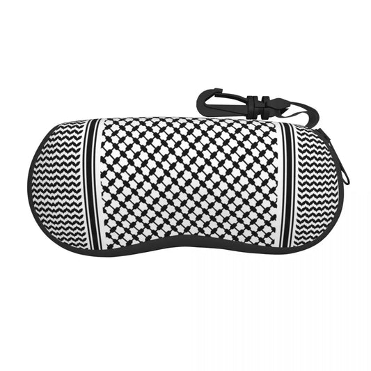 Black Arab Keffiyeh Glasses Case Protective Zipper Palestine Palestinian Arabic Sunglasses Box Anti-Pressure Eyewear Container