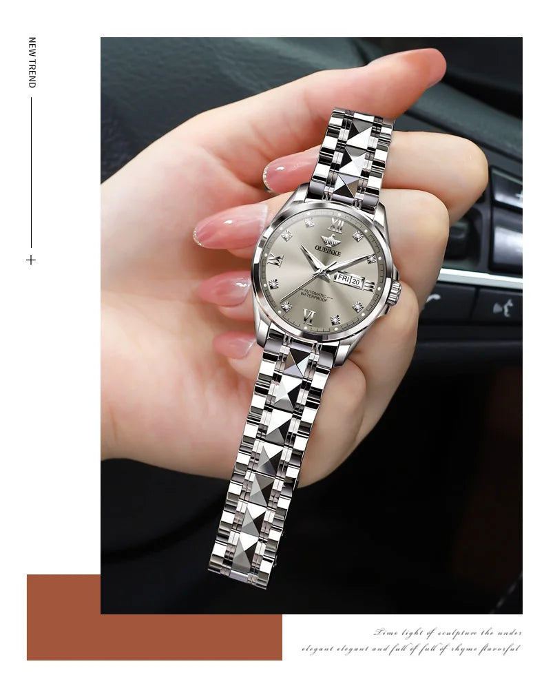 OUPINKE Original Brand Couple Watches Imported Movement Automatic Mechanical Watch for Men and Women Date Waterproof Wristwatch