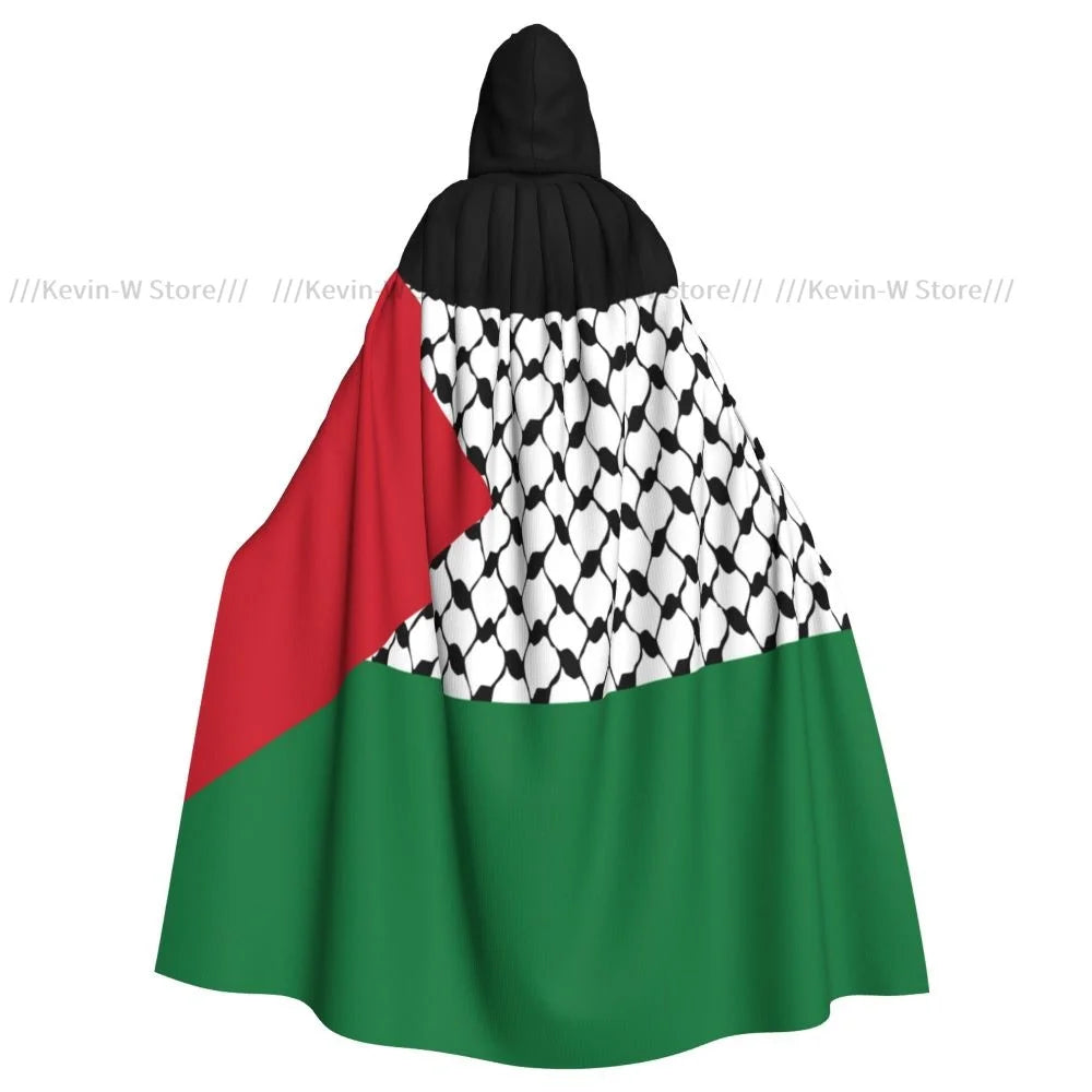 Unisex Adult Palestine Flag Cloak with Hood Long Witch Costume Cosplay