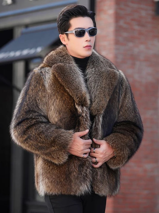 Luxury Brand Fur Coats Men Winter Mink Coat Warm Thick Faux Fur Jacket Men's Clothing Overcoat Singer Stage Costumes