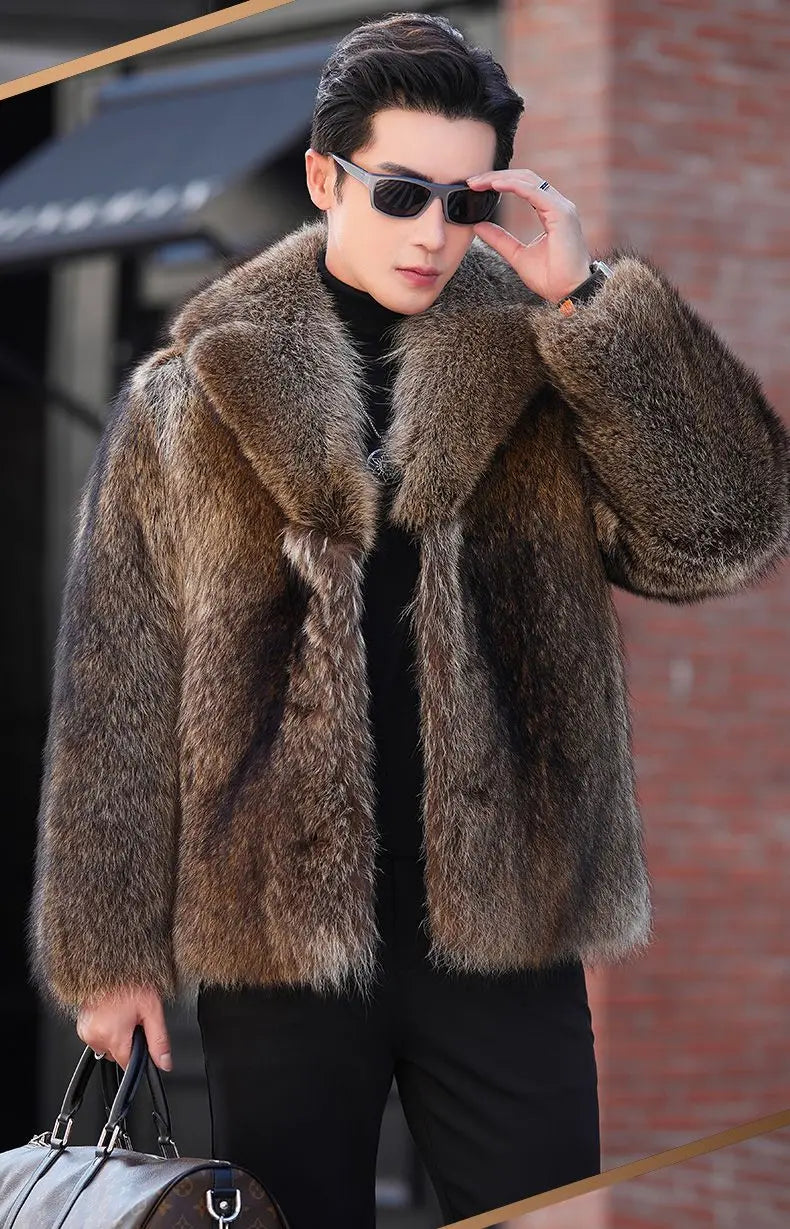 Luxury Brand Fur Coats Men Winter Mink Coat Warm Thick Faux Fur Jacket Men's Clothing Overcoat Singer Stage Costumes