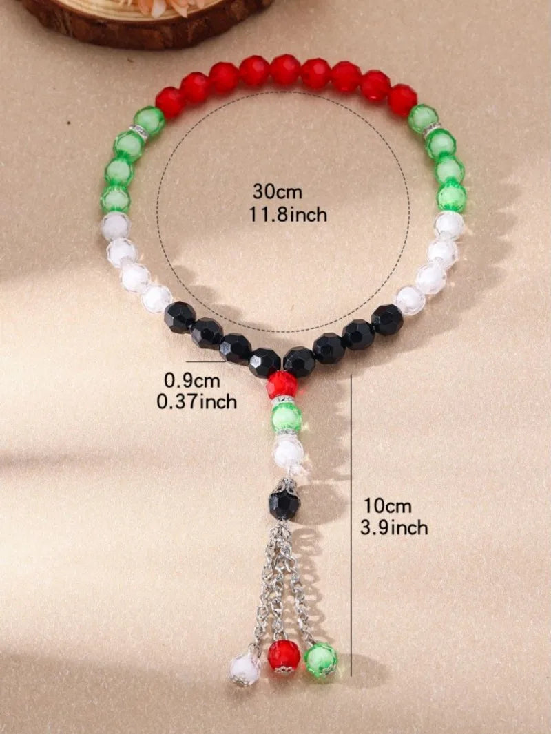 Islamic Muslim Handheld Rosary Bracelet 33 Prayer Finger Beads 10mm Colorful Acrylic Beads Chain Religious Jewelry for Women Men