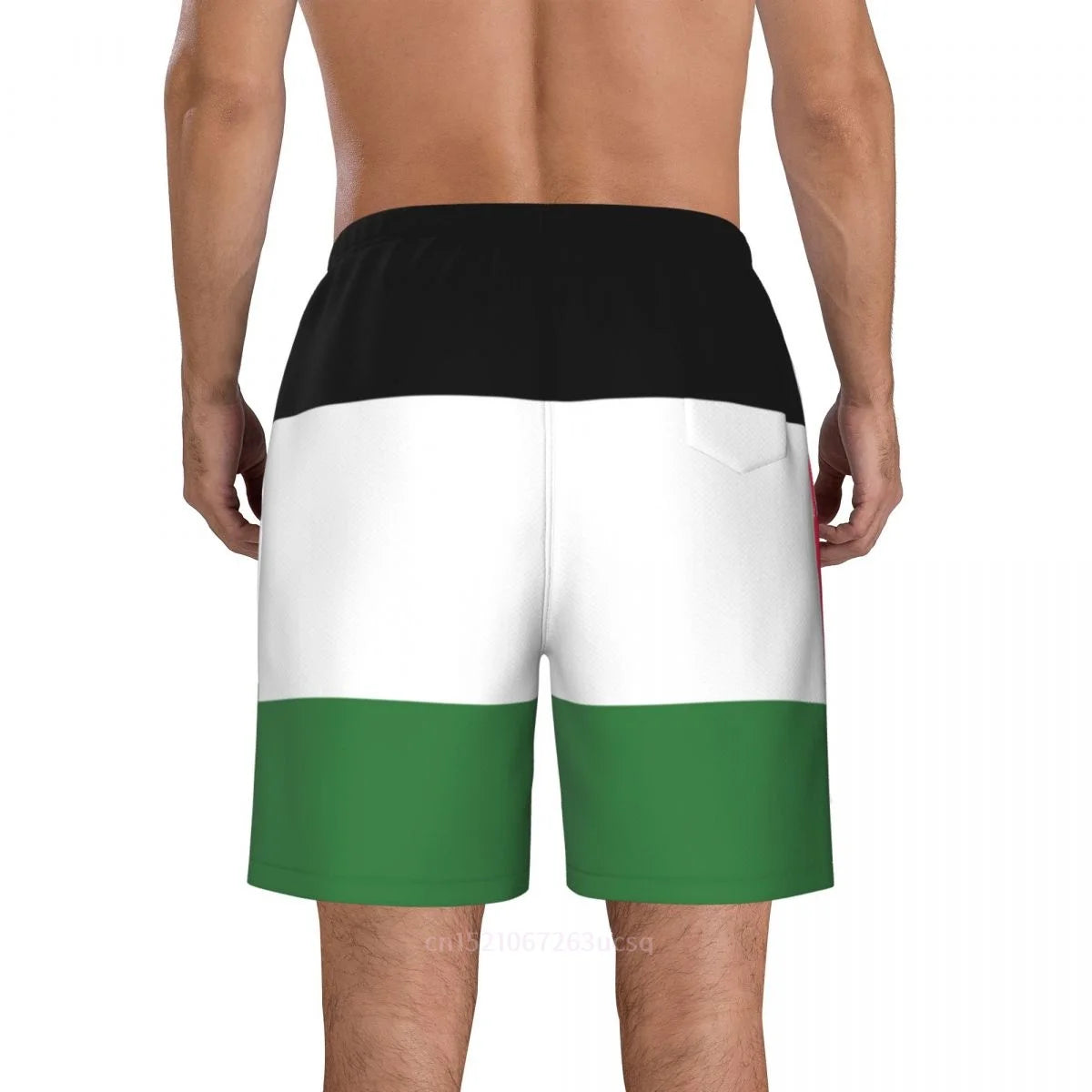 2023 Summer Polyester Palestine Country Flag 3D Printed Men's Board Shorts Beach Pocket Running Summer Pants