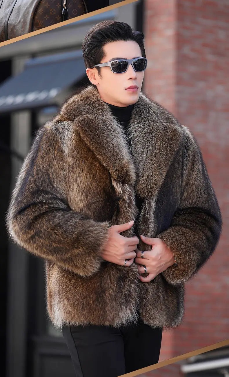 Luxury Brand Fur Coats Men Winter Mink Coat Warm Thick Faux Fur Jacket Men's Clothing Overcoat Singer Stage Costumes