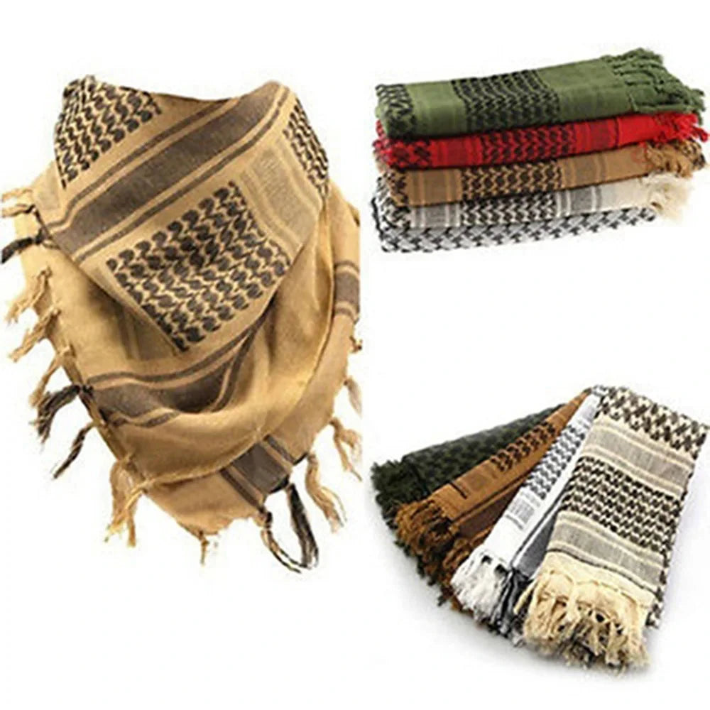 Lightweight Plaid Hijab Scarf for Men and Women Arab Desert Headscarf Soft Tactical Hiking Scarves Unisex Turban Military Shawl