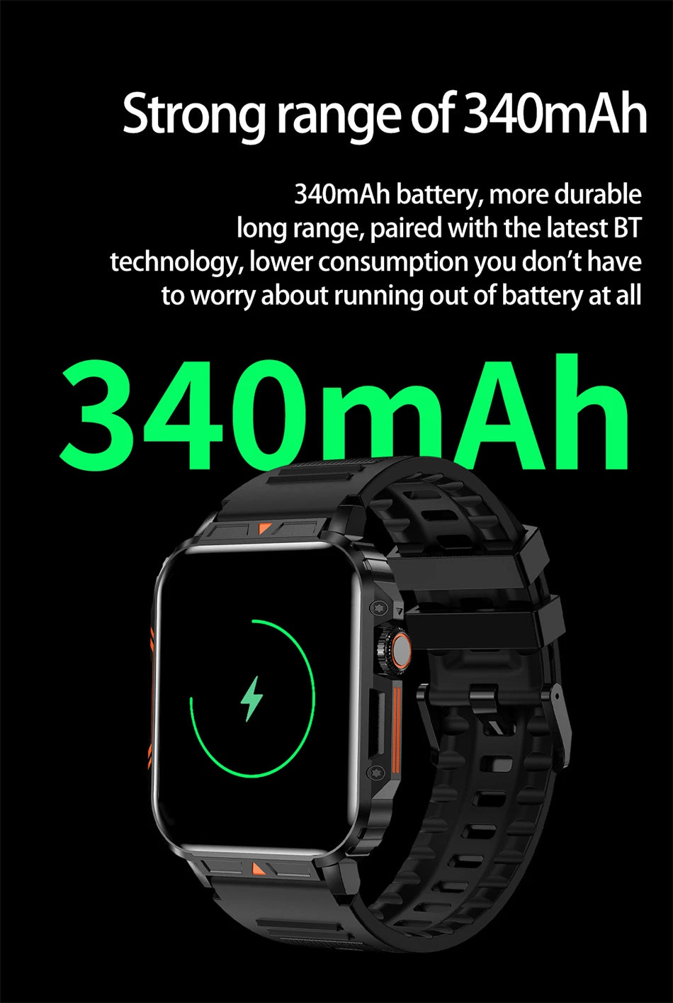 2024 New 1.95 Outdoor Military Man Smart Watch Men Bluetooth Call Smartwatch Men For Android IOS IP68 Waterproof Ftiness Watches