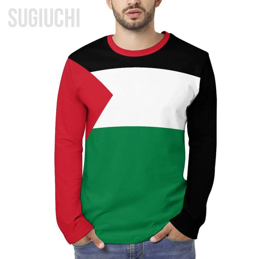 Unisex Men  Long T-Shirt Palestine Flag Palestinian 3D Print Man Tshirt Fashion Clothing Tracksuits Long Sleeves