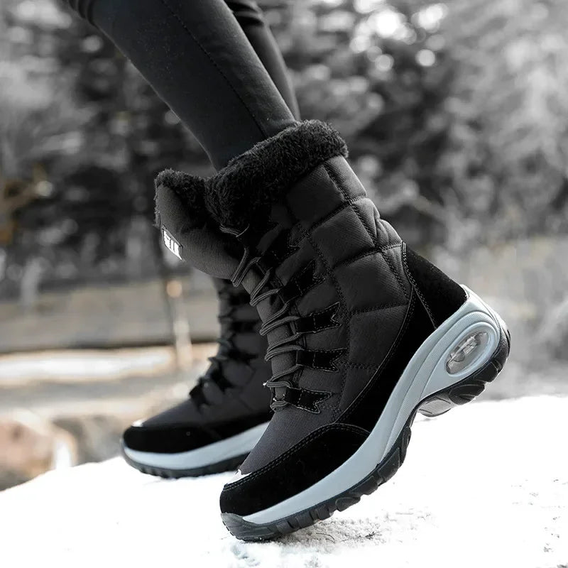 Women Thigh High Boots Platform Fur Warm Snow Boots Winter Shoes Waterproof Slip on Women Comfortable Outdoor Ankle Hiking Boots