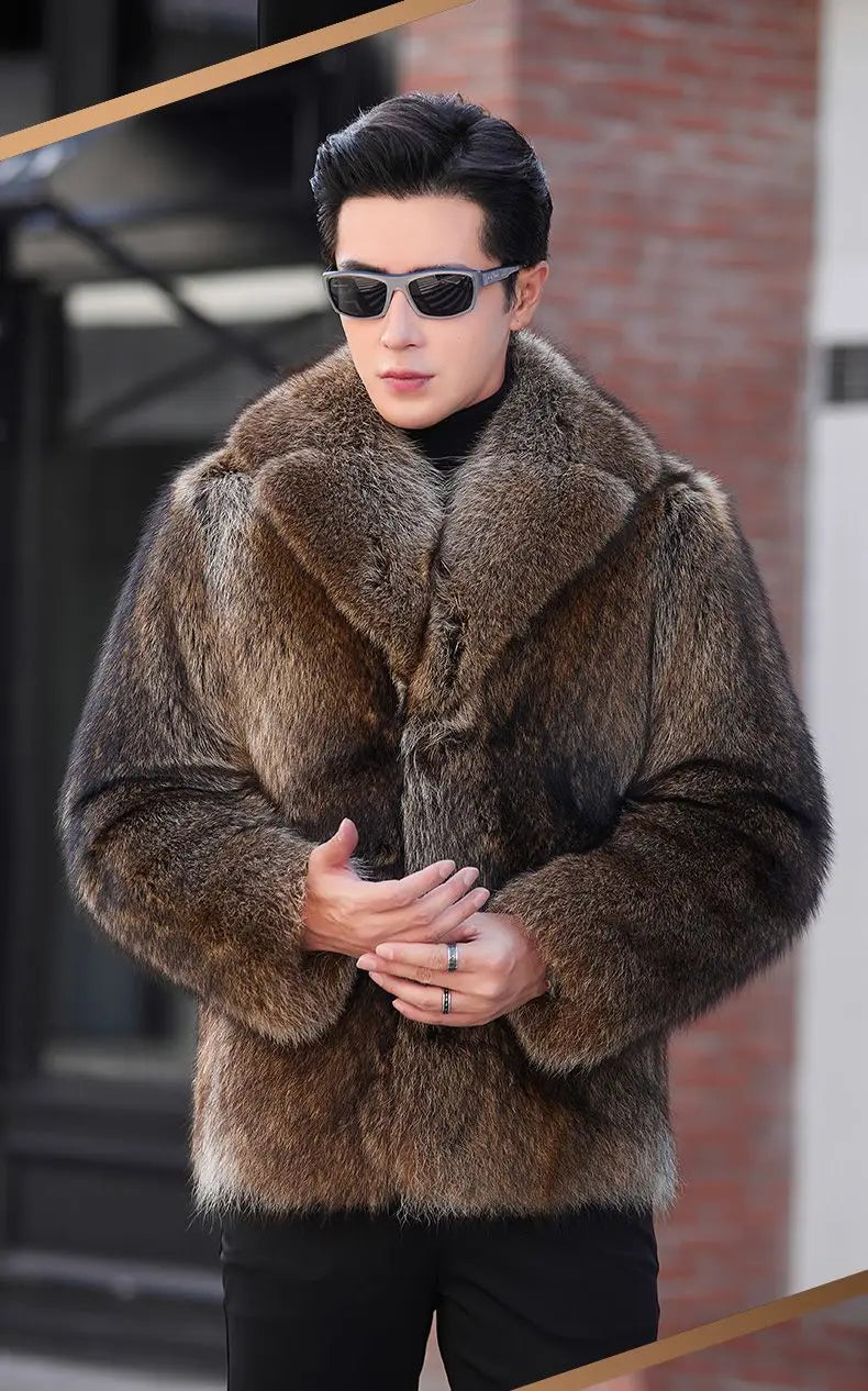 Luxury Brand Fur Coats Men Winter Mink Coat Warm Thick Faux Fur Jacket Men's Clothing Overcoat Singer Stage Costumes