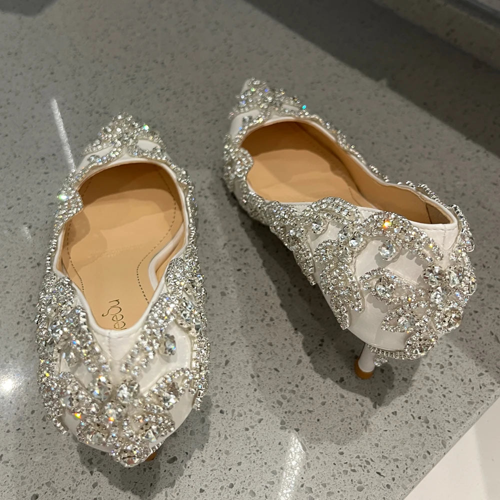 Luxury Crystal Shoes Very Bright Shine Bling Party Dress Women Pumps Customize Colors Wedding Bride 7cm High Heels