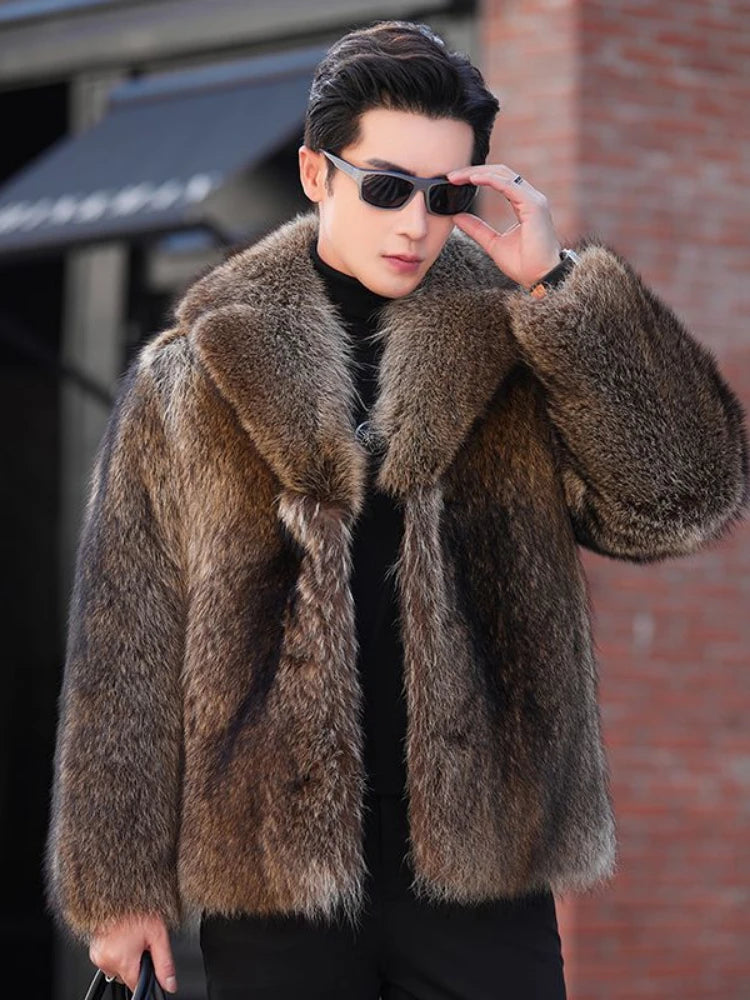 Luxury Brand Fur Coats Men Winter Mink Coat Warm Thick Faux Fur Jacket Men's Clothing Overcoat Singer Stage Costumes