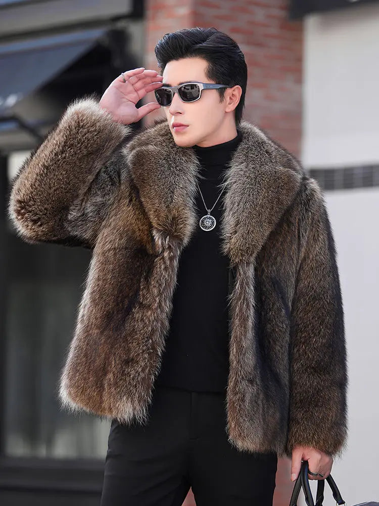 Luxury Brand Fur Coats Men Winter Mink Coat Warm Thick Faux Fur Jacket Men's Clothing Overcoat Singer Stage Costumes