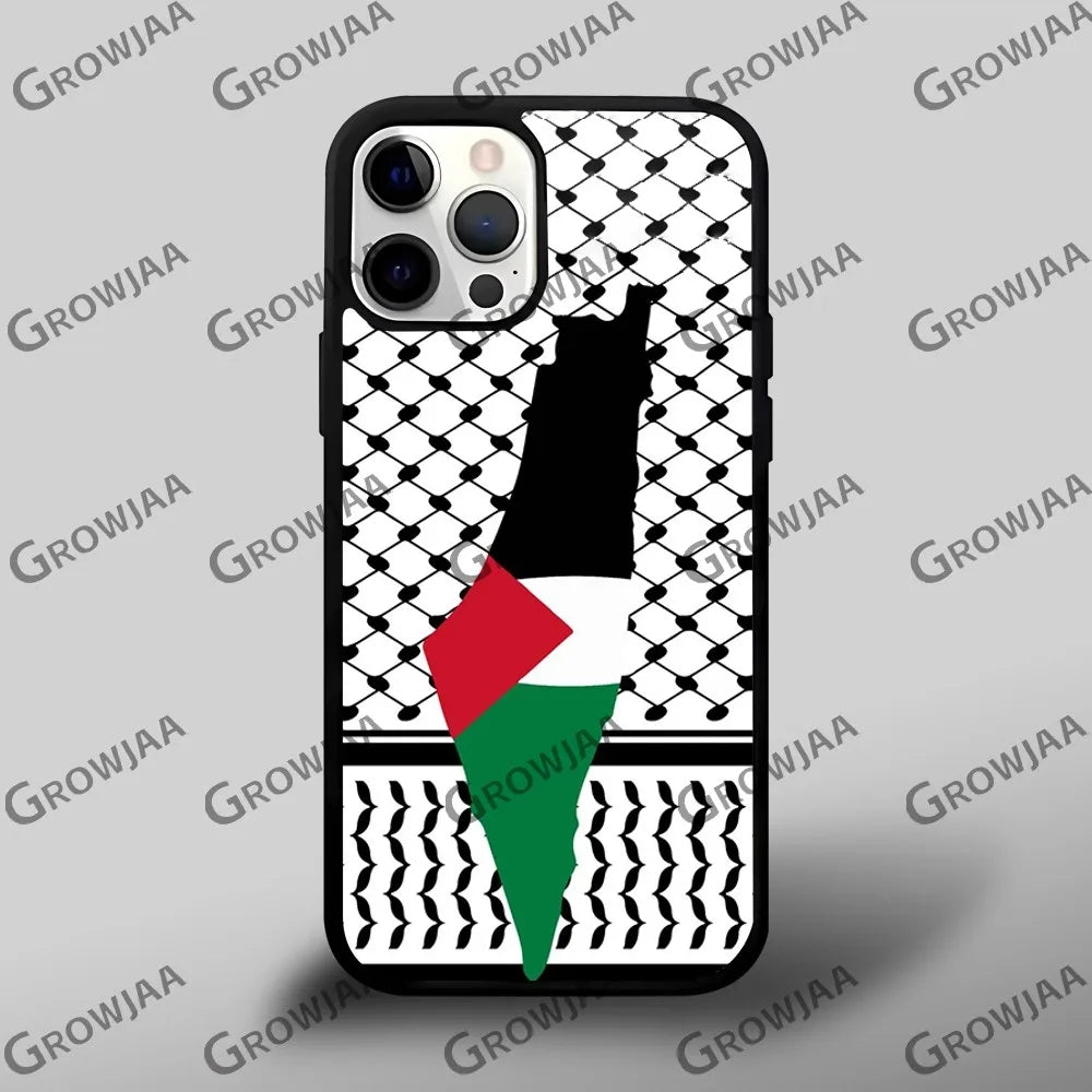 Palestine Flag Map Passport Phone Case For iPhone 15 14 13 12 11 Pro Xs Max Mini XR X 7 8 Plus luxury Mirror Hard Funda Cover