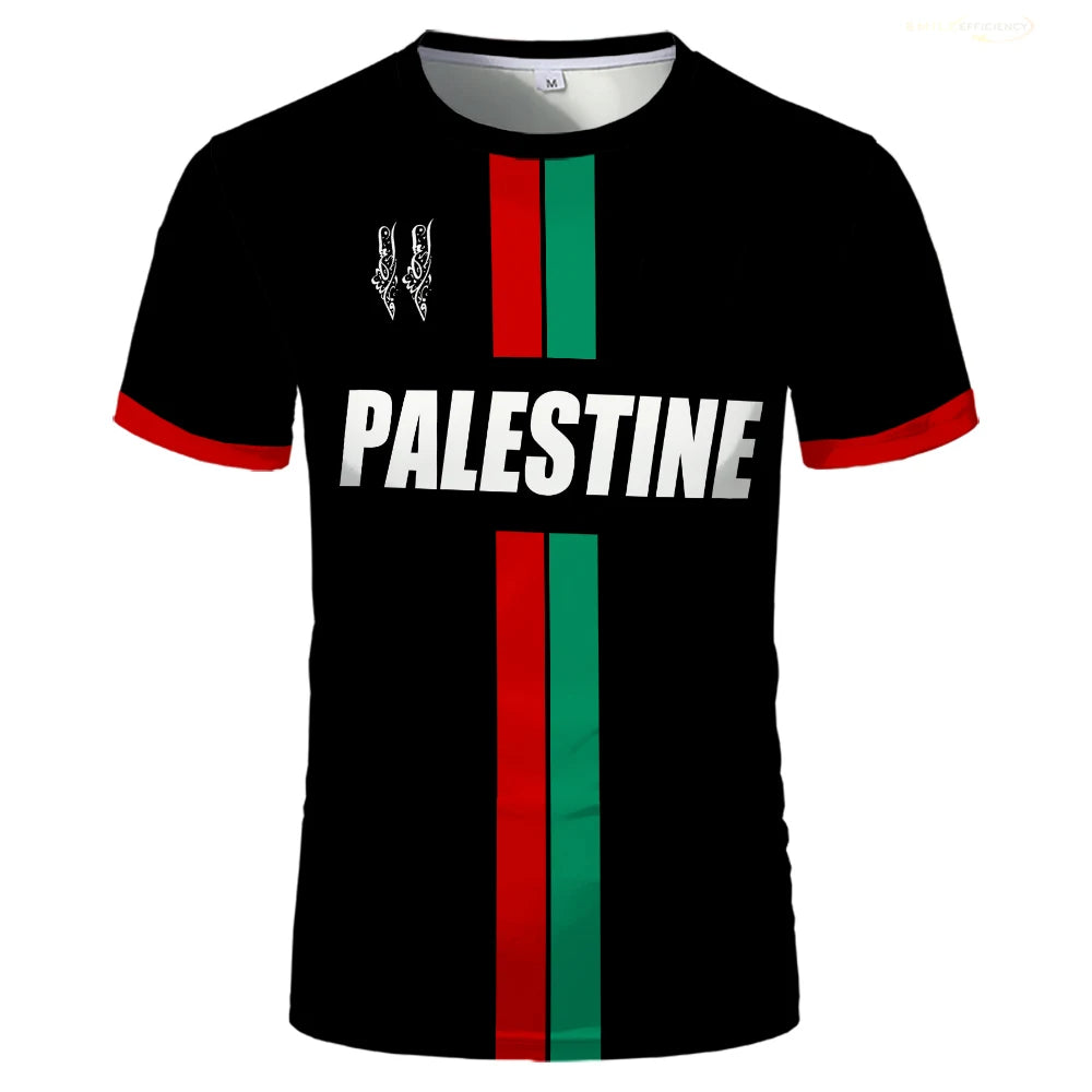 Palestine Football Jersey T Shirts Adult & Kids Light Luxury Digital Printed Soccer Uniforms Summer Mens Palestinian Flag Tees