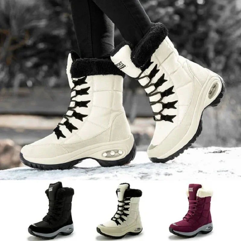 Women Thigh High Boots Platform Fur Warm Snow Boots Winter Shoes Waterproof Slip on Women Comfortable Outdoor Ankle Hiking Boots