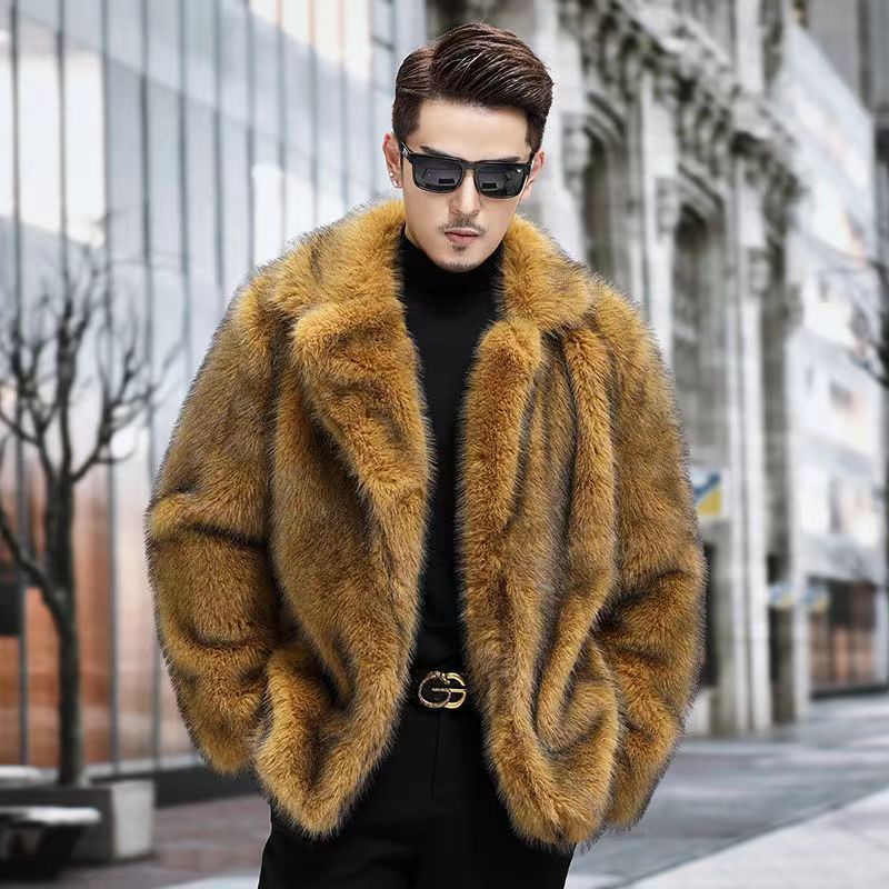 Luxury Brand Fur Coats Men Winter Mink Coat Warm Thick Faux Fur Jacket Men's Clothing Overcoat Singer Stage Costumes