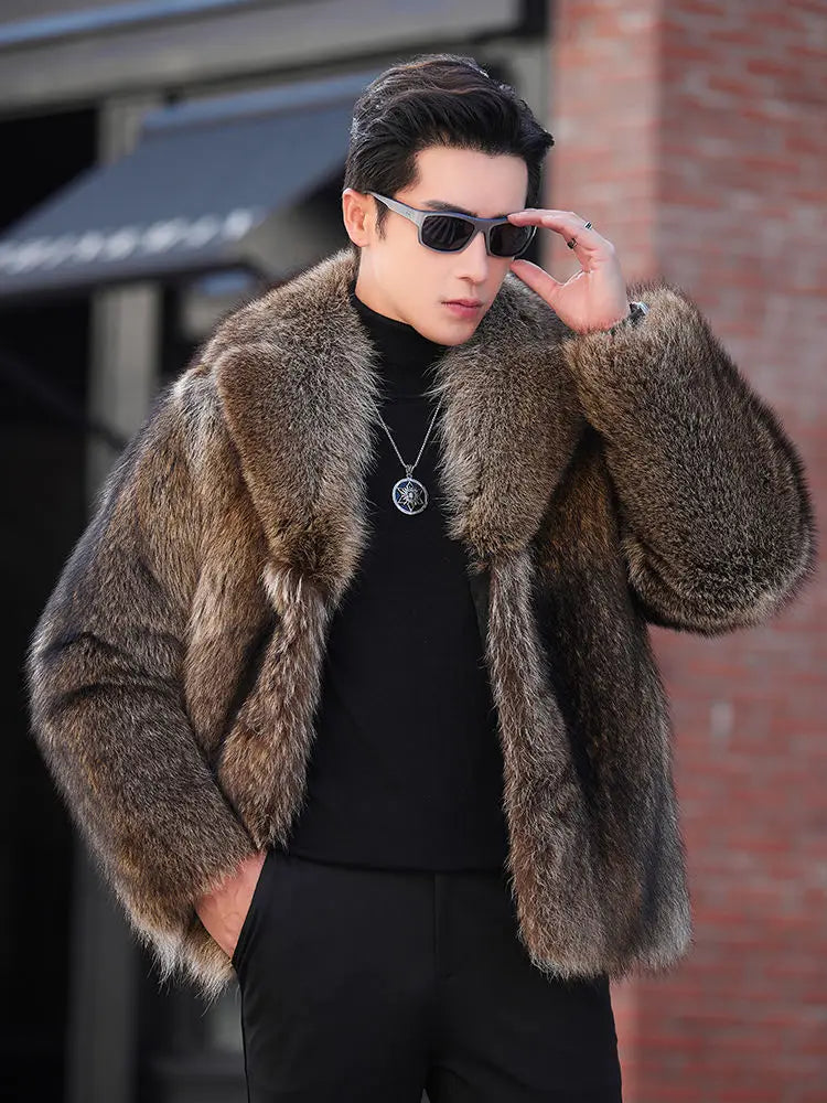 Luxury Brand Fur Coats Men Winter Mink Coat Warm Thick Faux Fur Jacket Men's Clothing Overcoat Singer Stage Costumes