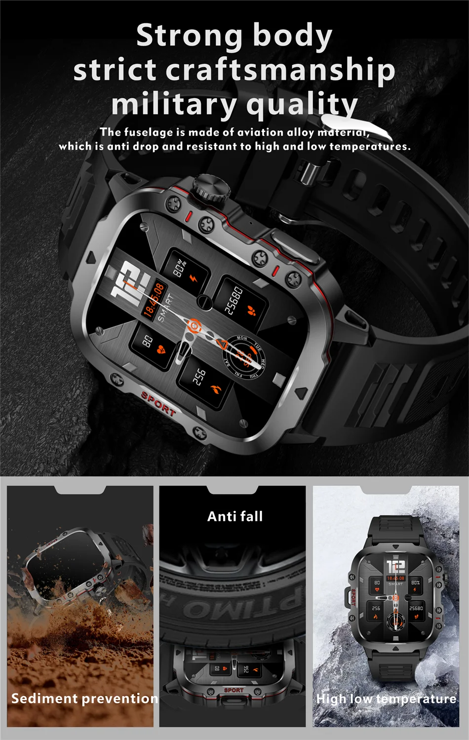 LIGE 2024 Outdoor Military Mens Smartwatch Bluetooth Call Sport Heart Rate Monitor IP68 Waterproof Smart Watches For Android IOS