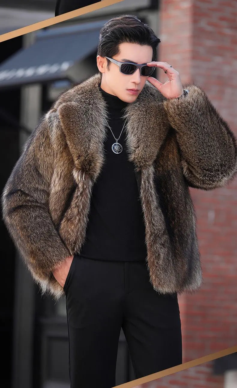 Luxury Brand Fur Coats Men Winter Mink Coat Warm Thick Faux Fur Jacket Men's Clothing Overcoat Singer Stage Costumes